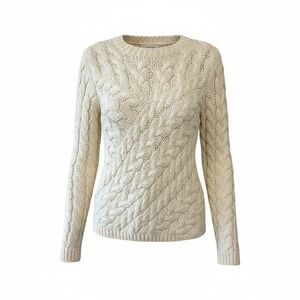 H&M Ivory Heavy Knit Sweater, Cotton Wool Blend, Long Sleeve
